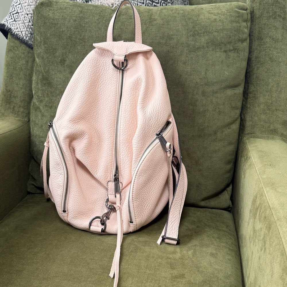 Rebecca Minkoff Julian convertible backpack in pink pebbled leather